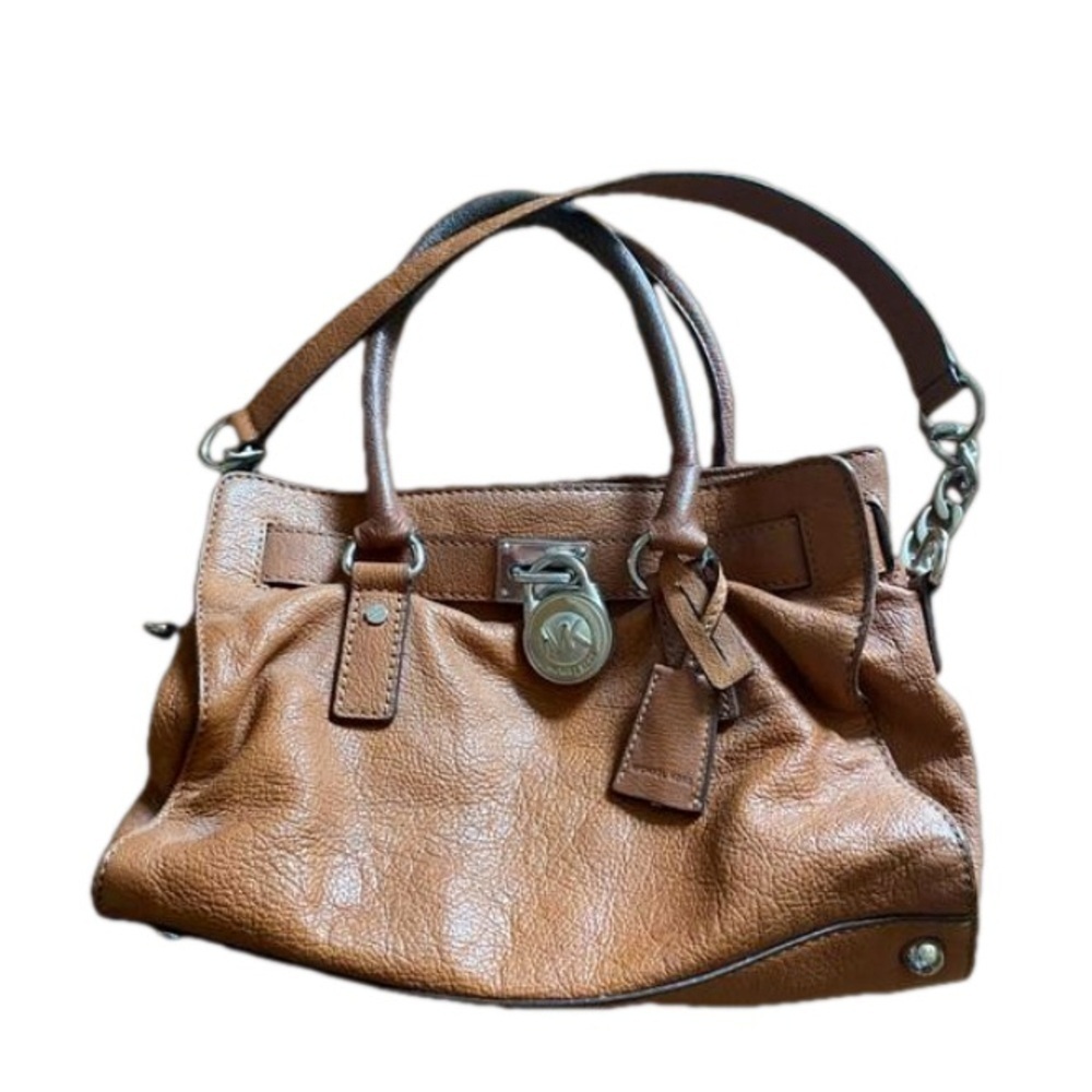 Michael Kors Hamilton East/West Luggage Brown Pebbled Leather Satchel Bag
